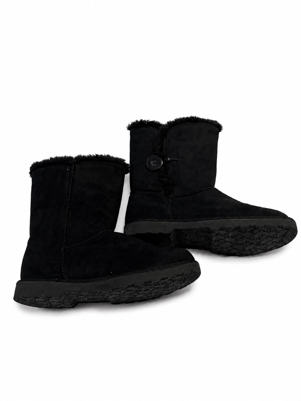 SO Black Faux Suede Button Ankle Booties EUB 39 or 8-8.5